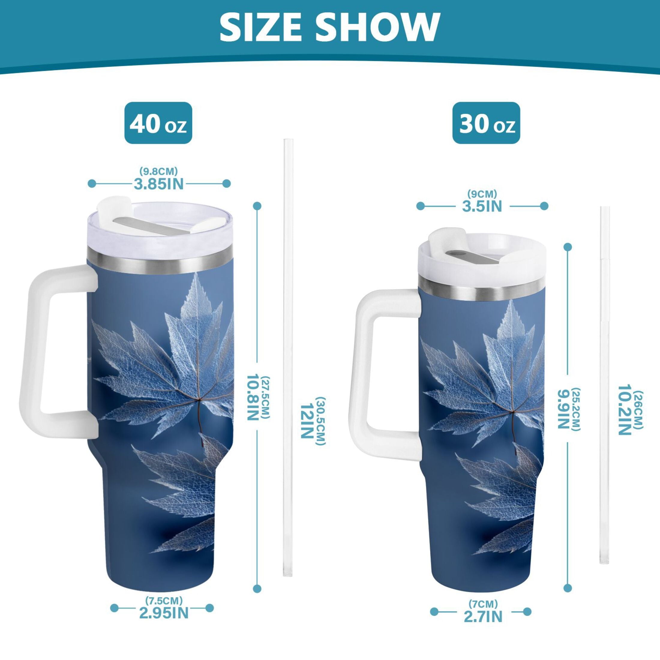 30 oz Insulated Stainless Steel Tumbler Double Wall Stainless Steel Tumbler with 2-Way Drinking Glass Mapleleaves