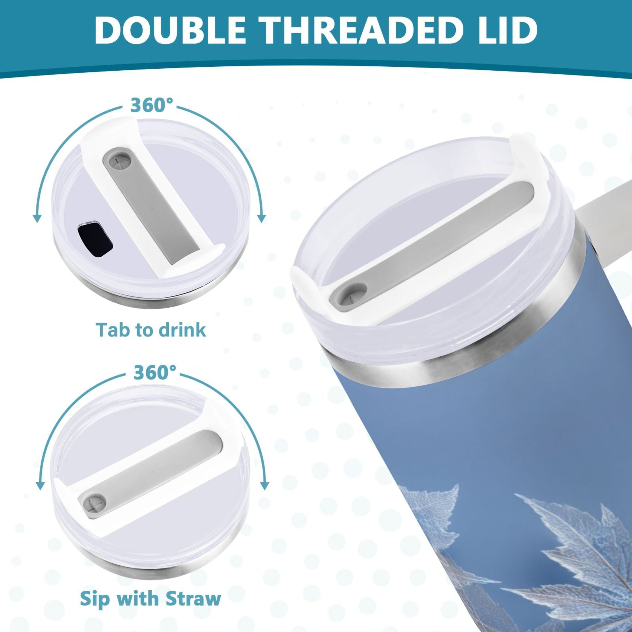 30 oz Insulated Stainless Steel Tumbler Double Wall Stainless Steel Tumbler with 2-Way Drinking Glass Mapleleaves