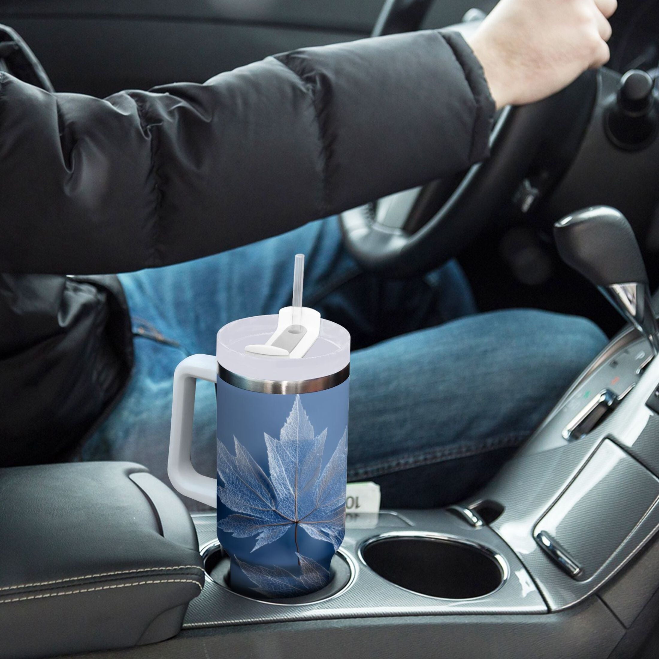 30 oz Insulated Stainless Steel Tumbler Double Wall Stainless Steel Tumbler with 2-Way Drinking Glass Mapleleaves