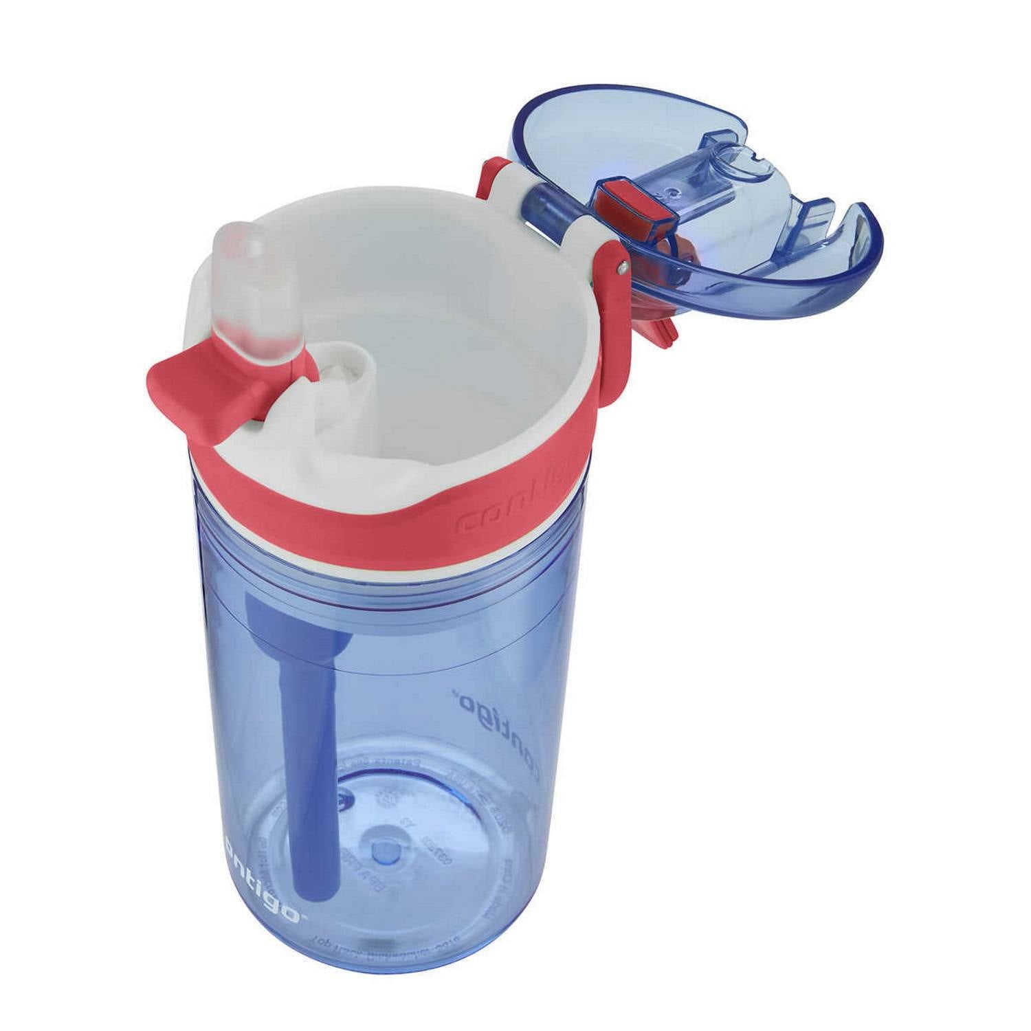 Contigo Kids 2-in-1 Snack Hero Tumbler Featuring 4oz Snack Holder Stacked on Top of 13oz Water Bottle - BPA Free, Durable Tritan w/Flexible Carry Handle &amp; Spill-Proof Valve, Purple &amp; Pink – 2 Pack