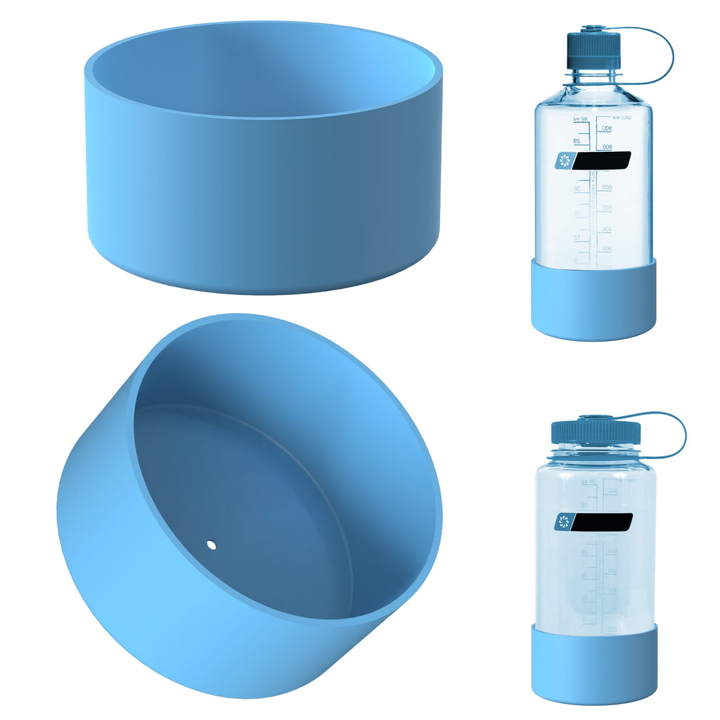 Linkidea 2 Pack Water Bottle Boot Compatible with Nalgene Sustain Wide Mouth 32oz/48oz, Narrow Mouth 32oz, Silicone Anti-Slip Bottle Bottom Bumper Protector (Blue)