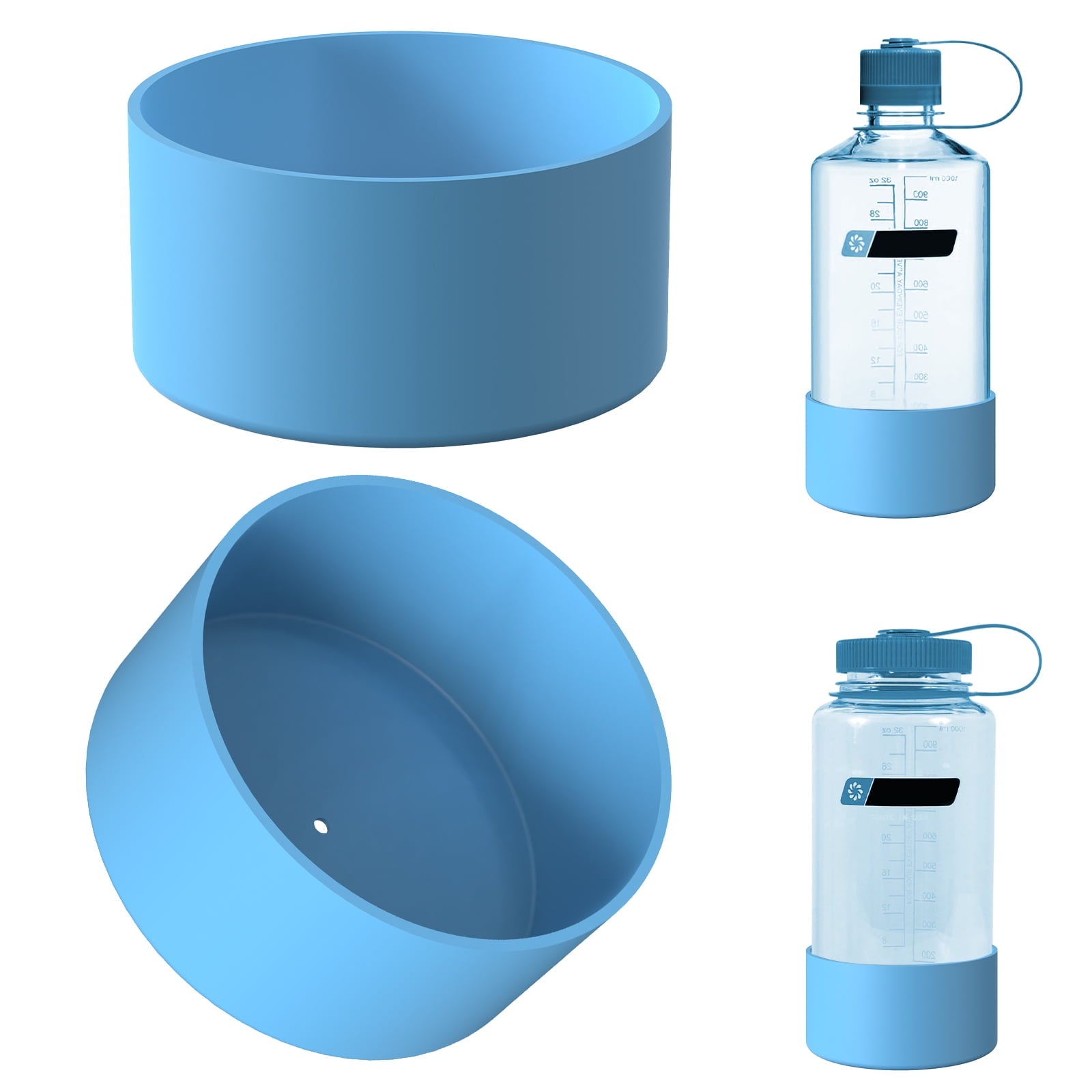 Linkidea 2 Pack Water Bottle Boot Compatible with Nalgene Sustain Wide Mouth 32oz/48oz, Narrow Mouth 32oz, Silicone Anti-Slip Bottle Bottom Bumper Protector (Blue)