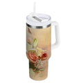 30 oz Insulated Stainless Steel Tumbler Double Wall Stainless Steel Tumbler with 2-Way Drinking Beautiful Floral Bouquet