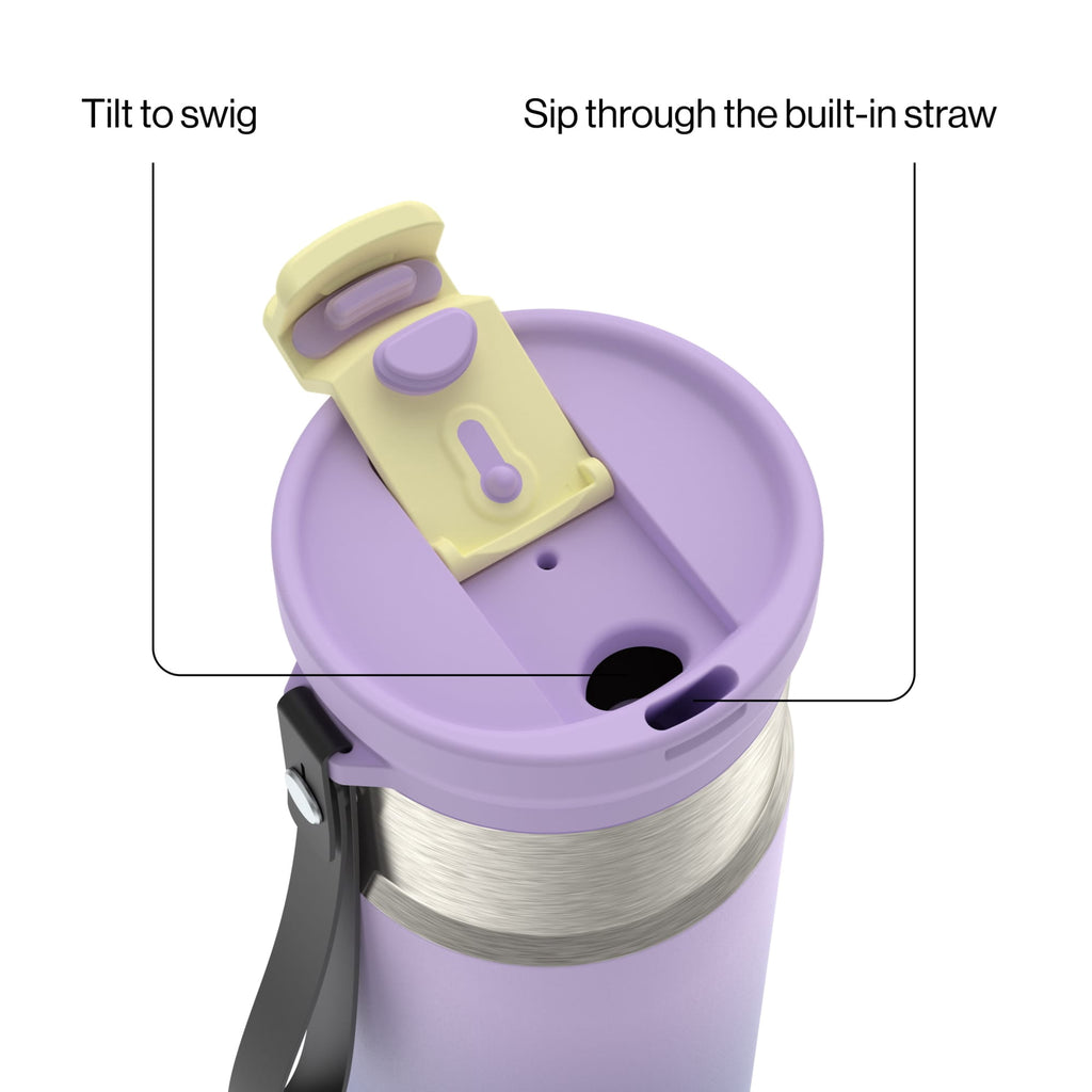 Contigo DualSip 16 oz Compact Leakproof Insulated Water Bottle with 2-Way Lid