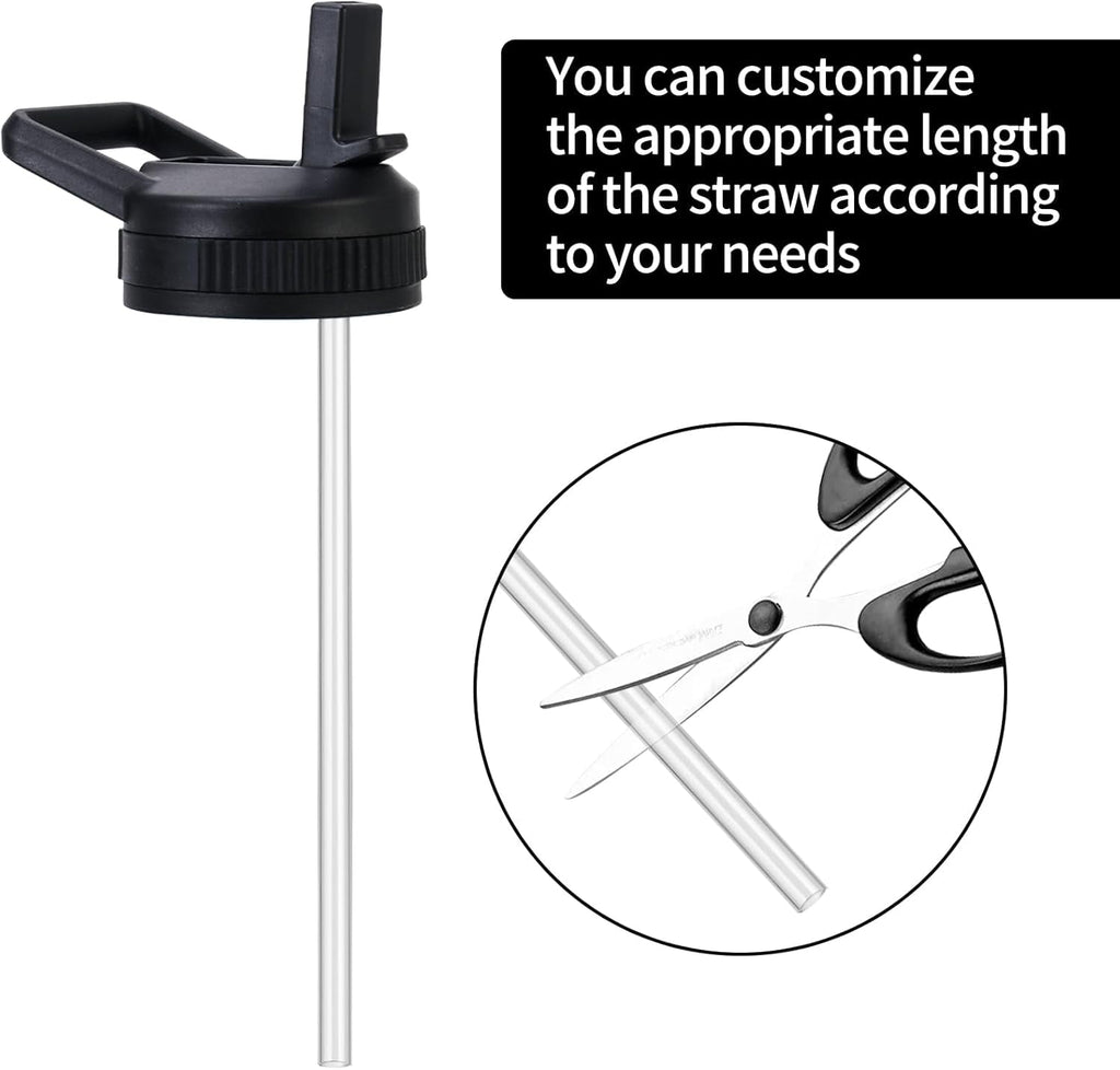 Straw Lid Compatible with Nalgene Water Bottles, BPA-Free Straws Lid with Handle for Nalgene Wide Mouth, Replacement Bottle Cap Accessories with Straws and Straw Brush