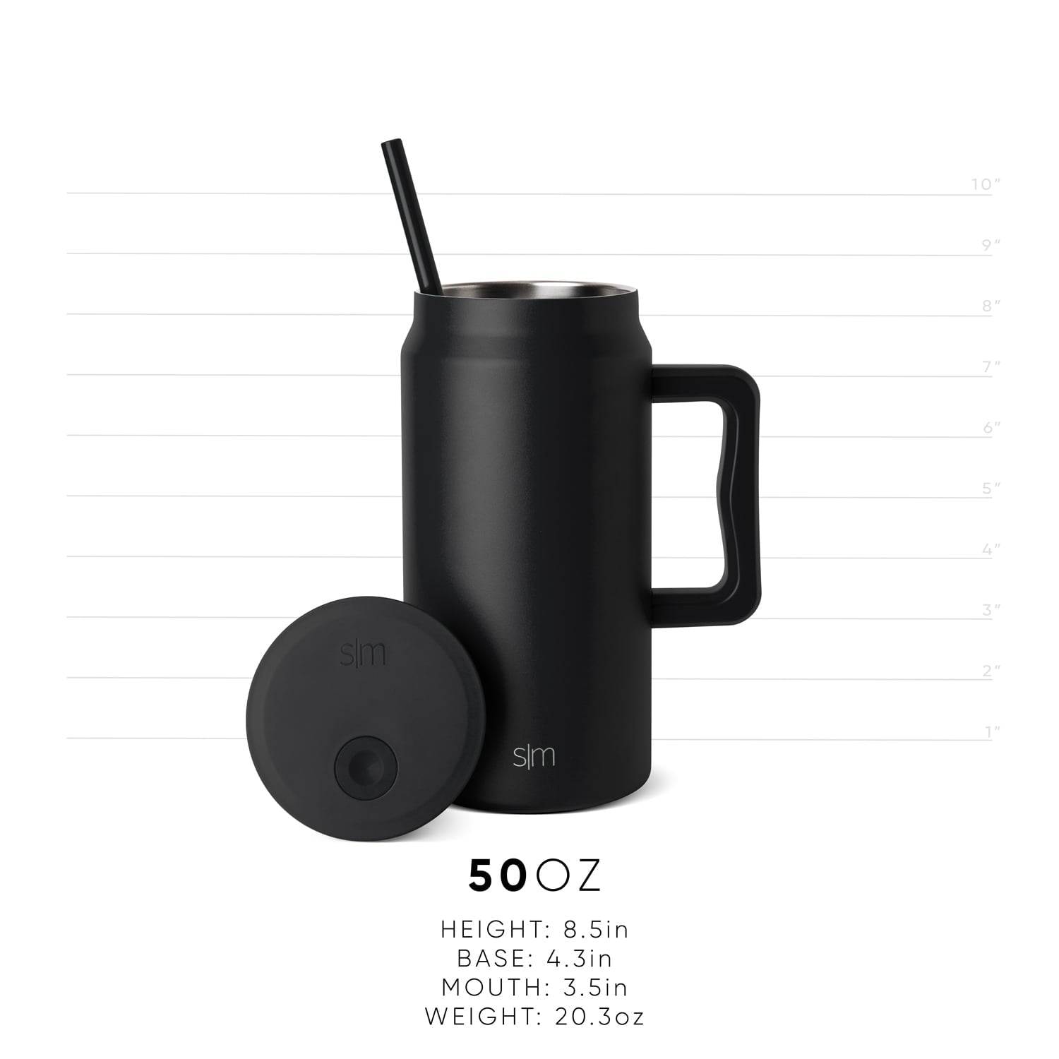 Simple Modern 50 fl oz Insulated Stainless Steel Trek Tumbler with Straw Lid | Midnight Black
