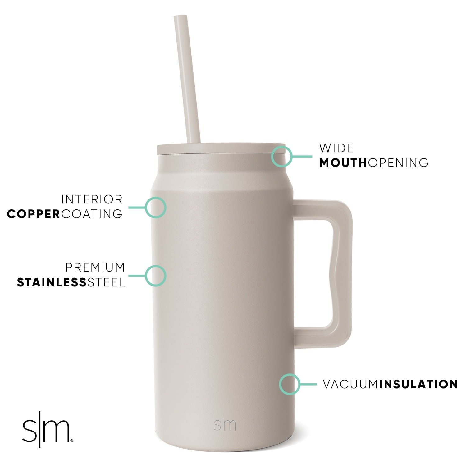 Simple Modern 50 fl oz Insulated Stainless Steel Trek Tumbler with Straw Lid | Midnight Black