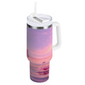 30 oz Insulated Stainless Steel Tumbler Double Wall Stainless Steel Tumbler with 2-Way Drinking Pink Butterflies Flying