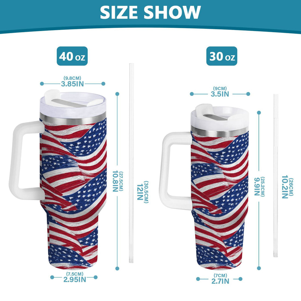 30 oz Insulated Stainless Steel Tumbler Double Wall Stainless Steel Tumbler with 2-Way Drinking Flags Wave Pattern