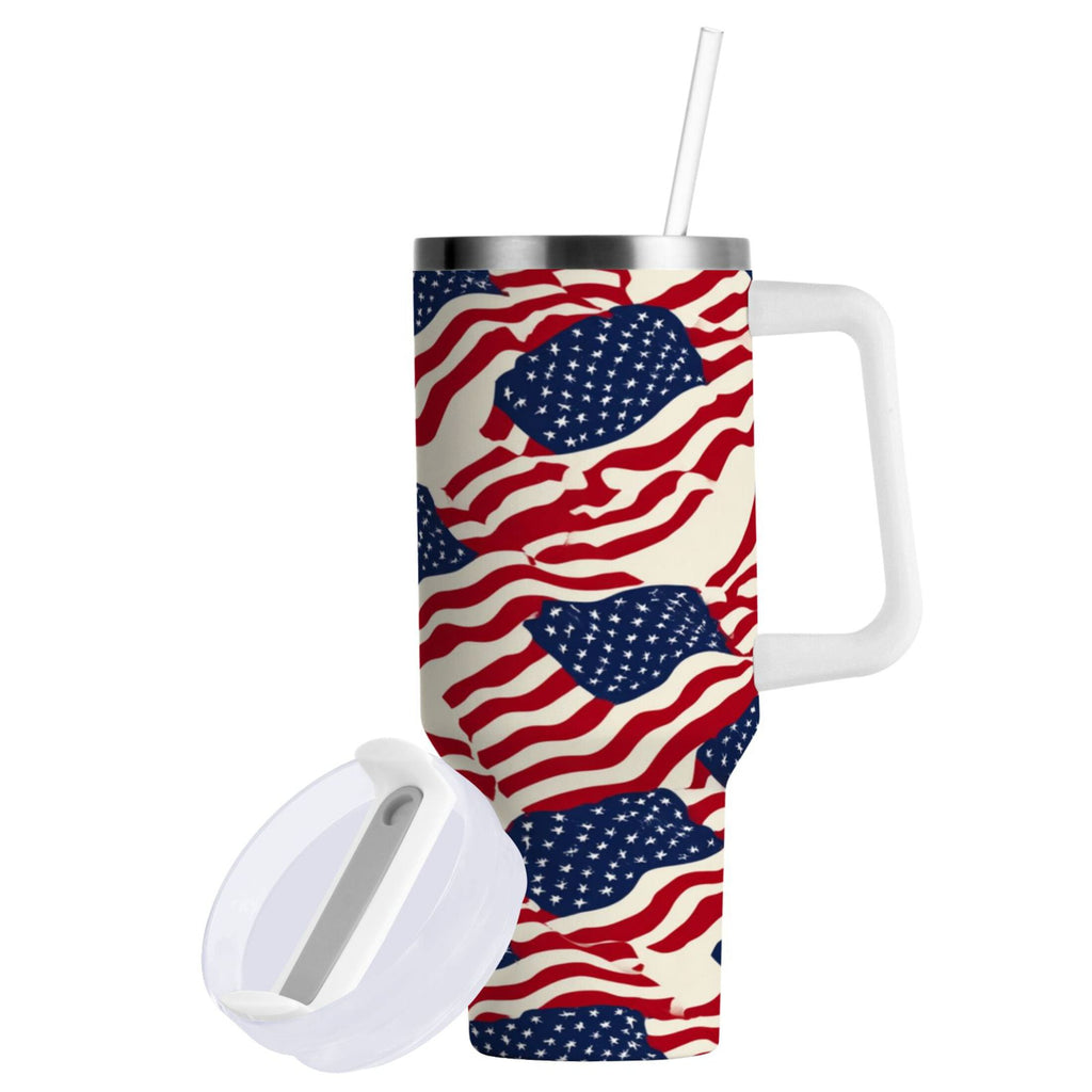 40 oz Insulated Stainless Steel Tumbler Double Wall Stainless Steel Tumbler with 2-Way Drinking Flags Abstract Design