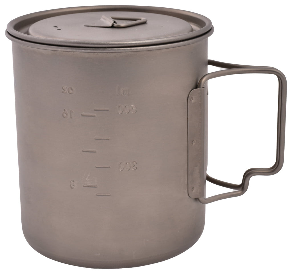 Olicamp Titanium Space Saver Mug with Lid, Nests Nalgene Bottle Inside, Lightweight and Compact, Perfect for Camping and Backpacking, 750mL