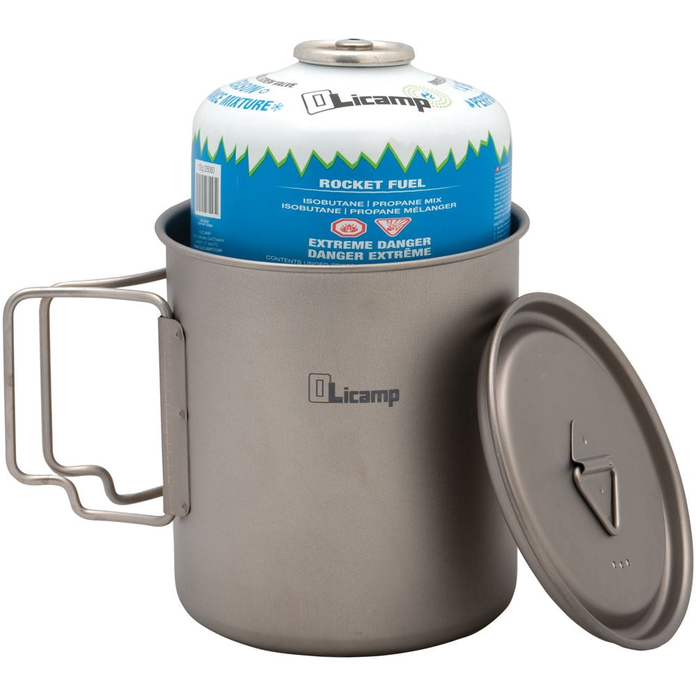 Olicamp Titanium Space Saver Mug with Lid, Nests Nalgene Bottle Inside, Lightweight and Compact, Perfect for Camping and Backpacking, 750mL