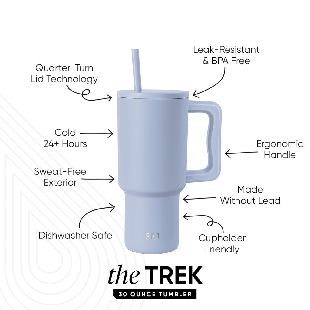 Simple Modern 30 fl oz Insulated Stainless Steel Trek Tumbler with Straw Lid | Seaglass Sage and Cream Checkmate