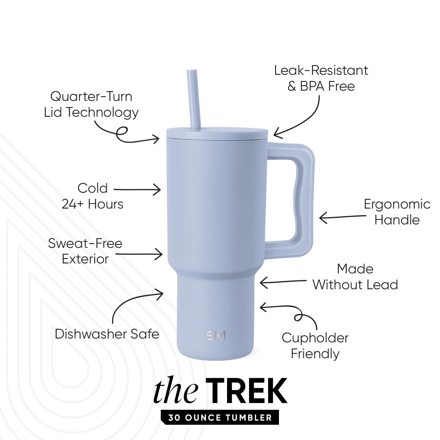 Simple Modern 30 fl oz Insulated Stainless Steel Trek Tumbler with Straw Lid | Seaglass Sage and Cream Checkmate