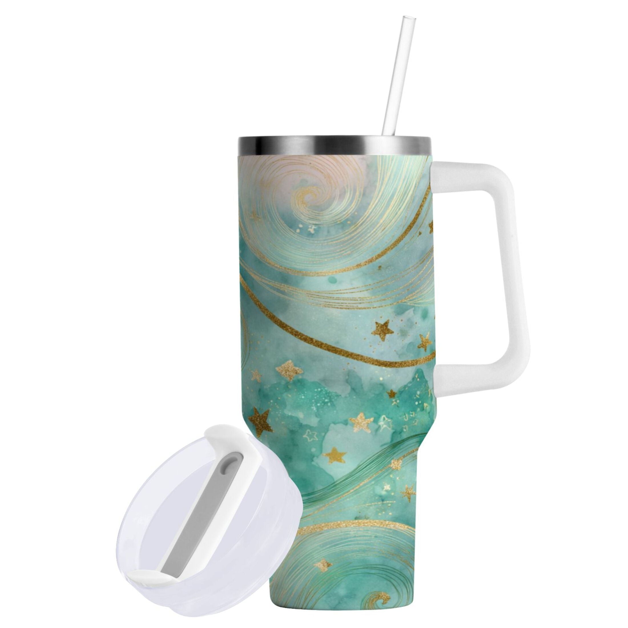 30 oz Insulated Stainless Steel Tumbler Double Wall Stainless Steel Tumbler with 2-Way Drinking Beautiful Swirling Lines