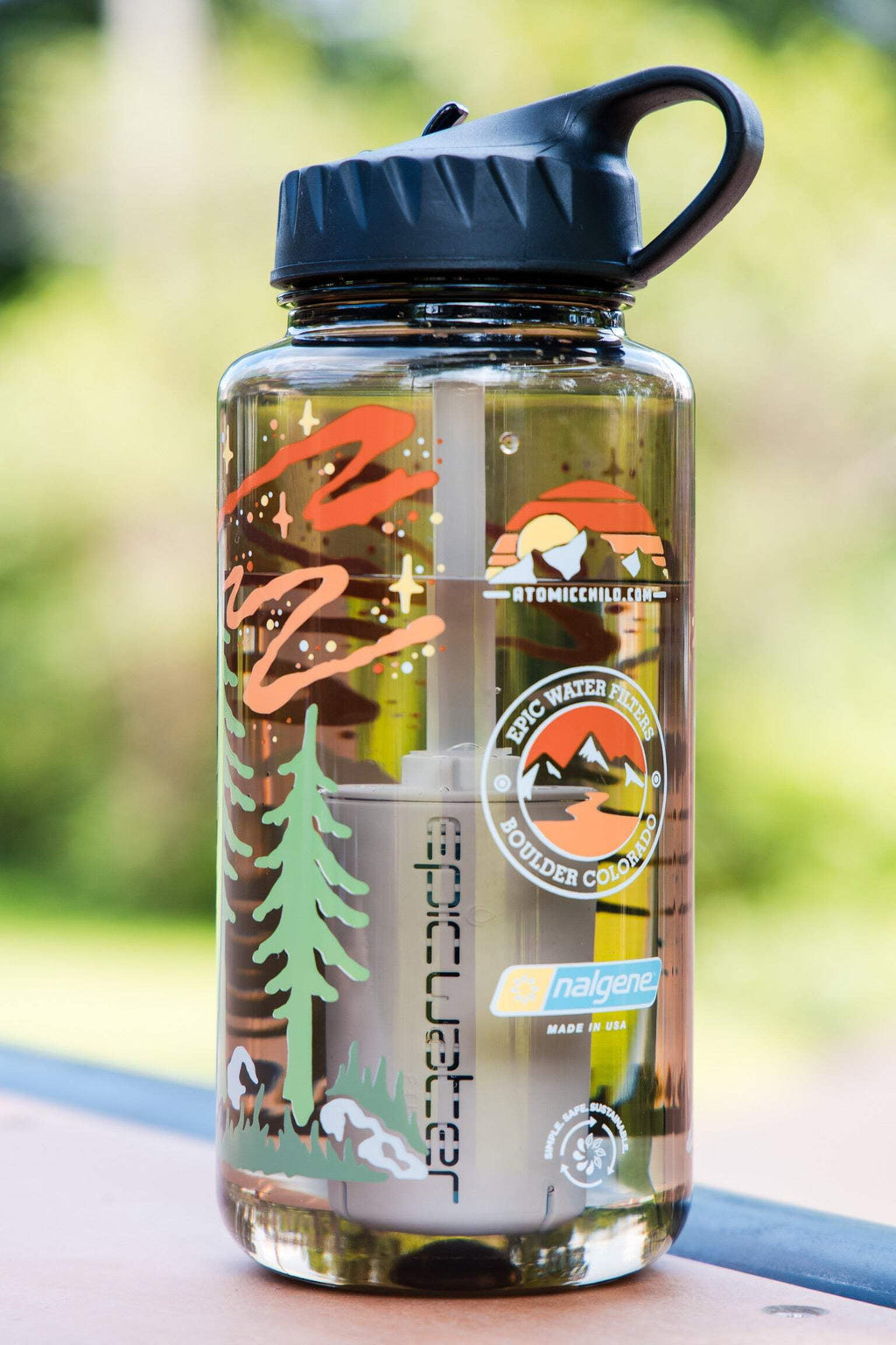 Epic Water Filters Nalgene OG Sustain Tritan USA Made Water Bottle and 75 Gallon Filter - Removes 99.99% of Water Impurities, 32oz, Atomic Child Special Edition