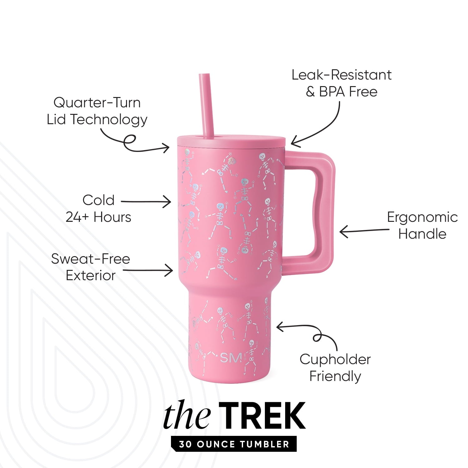 Simple Modern 30 fl oz Insulated Stainless Steel Trek Tumbler with Straw Lid | Seaglass Sage and Cream Checkmate
