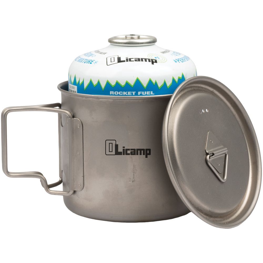 Olicamp Titanium Space Saver Mug with Lid, Nests Nalgene Bottle Inside, Lightweight and Compact, Perfect for Camping and Backpacking, 550mL