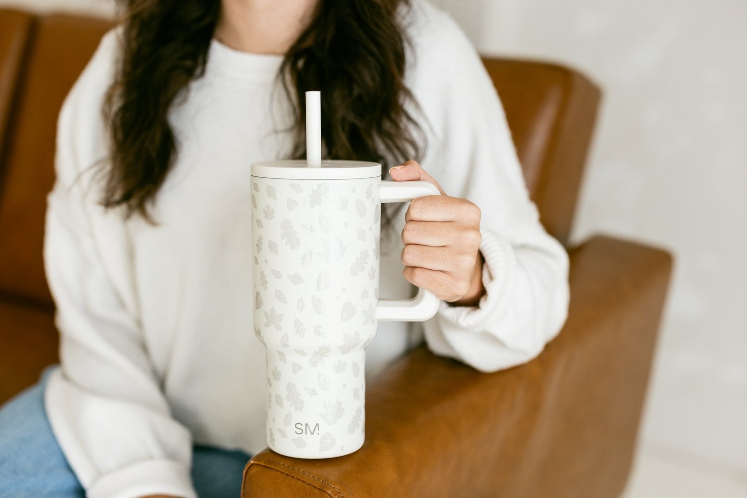 Simple Modern 30 fl oz Insulated Stainless Steel Trek Tumbler with Straw Lid | Seaglass Sage and Cream Checkmate