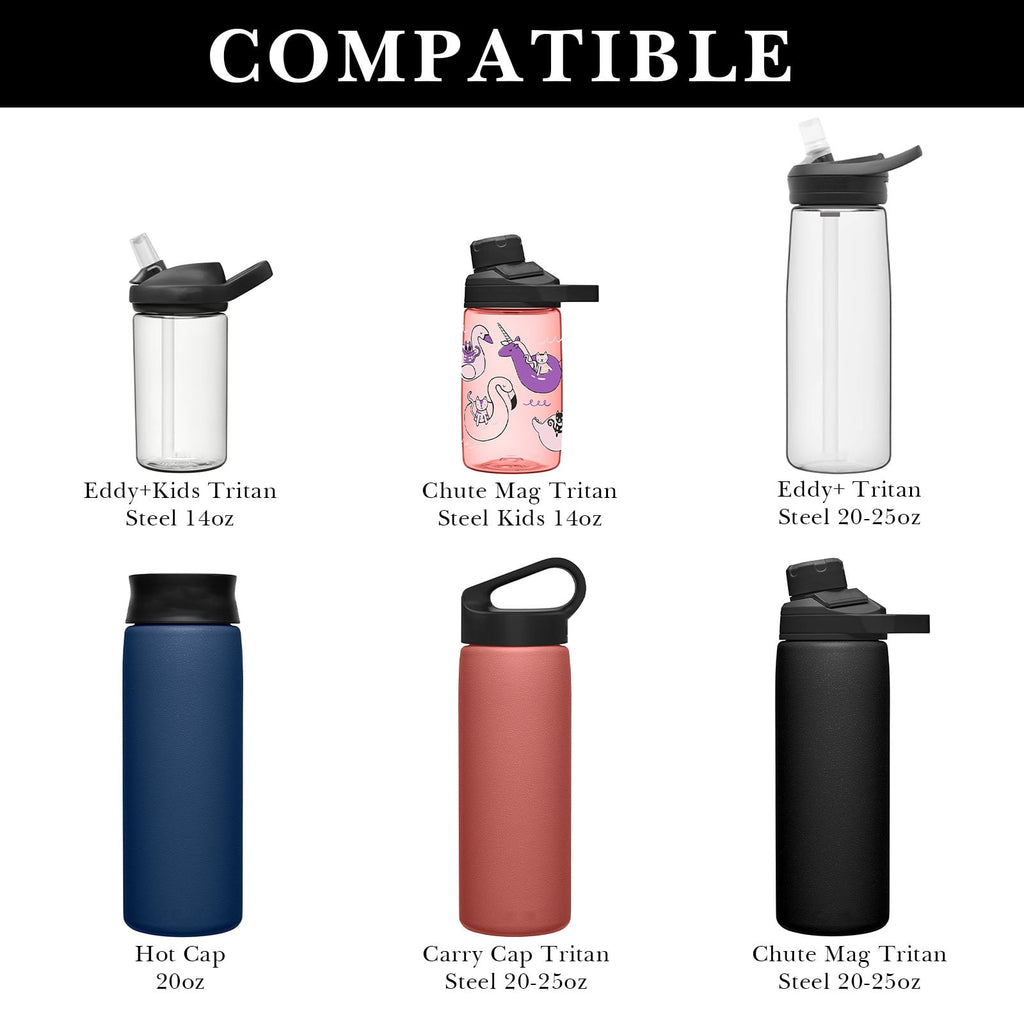 Linkidea 2 Pack Water Bottle Boot Compatible with CamelBak Eddy+20oz/25oz, Chute Mag 20oz/25oz, Carry Cap, Silicone Anti-Slip Bottle Bottom Bumper Protector (Clear White)