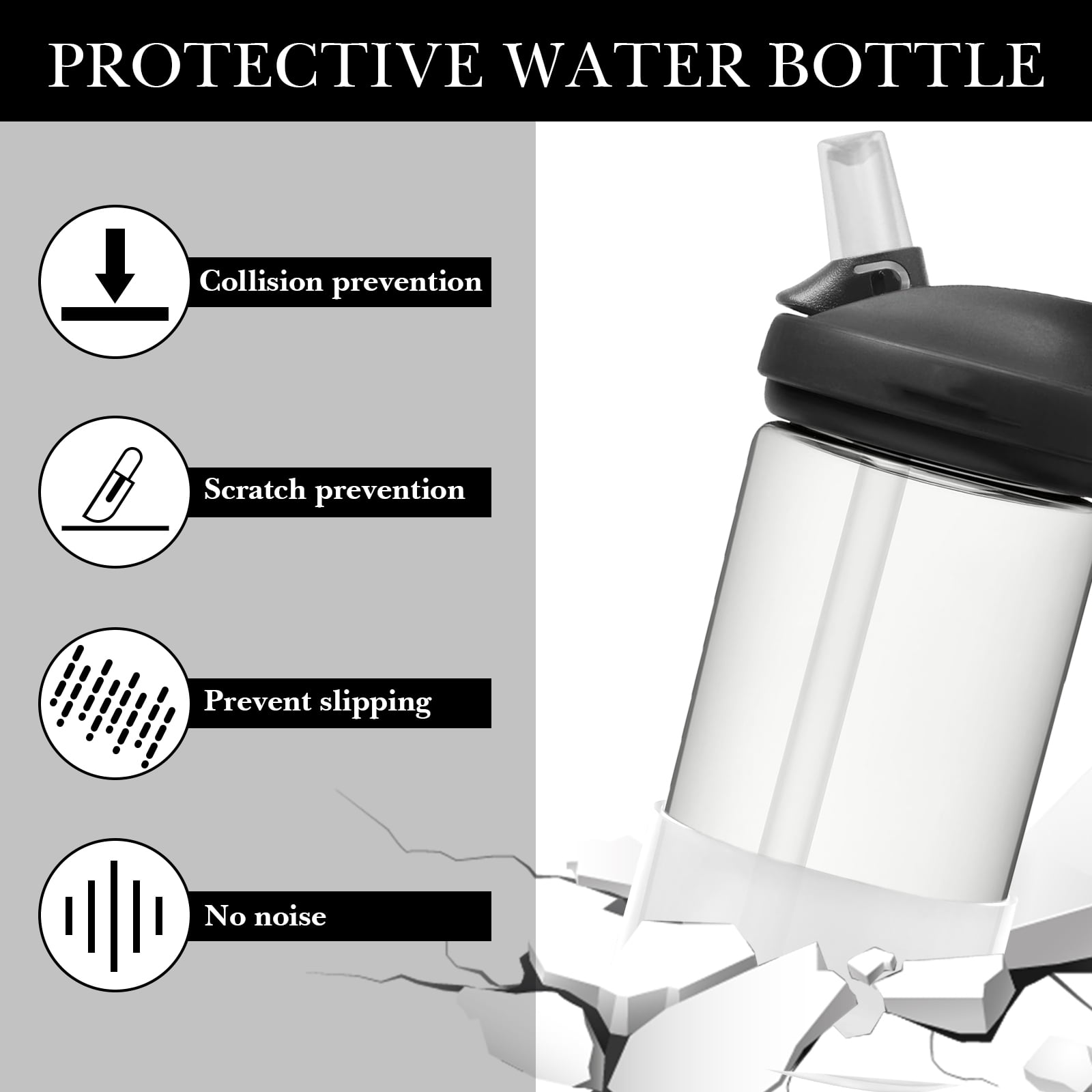 Linkidea 2 Pack Water Bottle Boot Compatible with CamelBak Eddy+20oz/25oz, Chute Mag 20oz/25oz, Carry Cap, Silicone Anti-Slip Bottle Bottom Bumper Protector (Clear White)