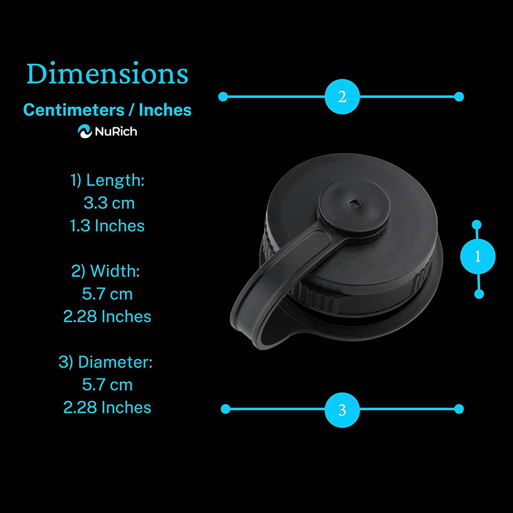 NuRich Loop Top Lid for Wide Mouth Hydro Flask, Nalgene &amp; Simple Water Bottles