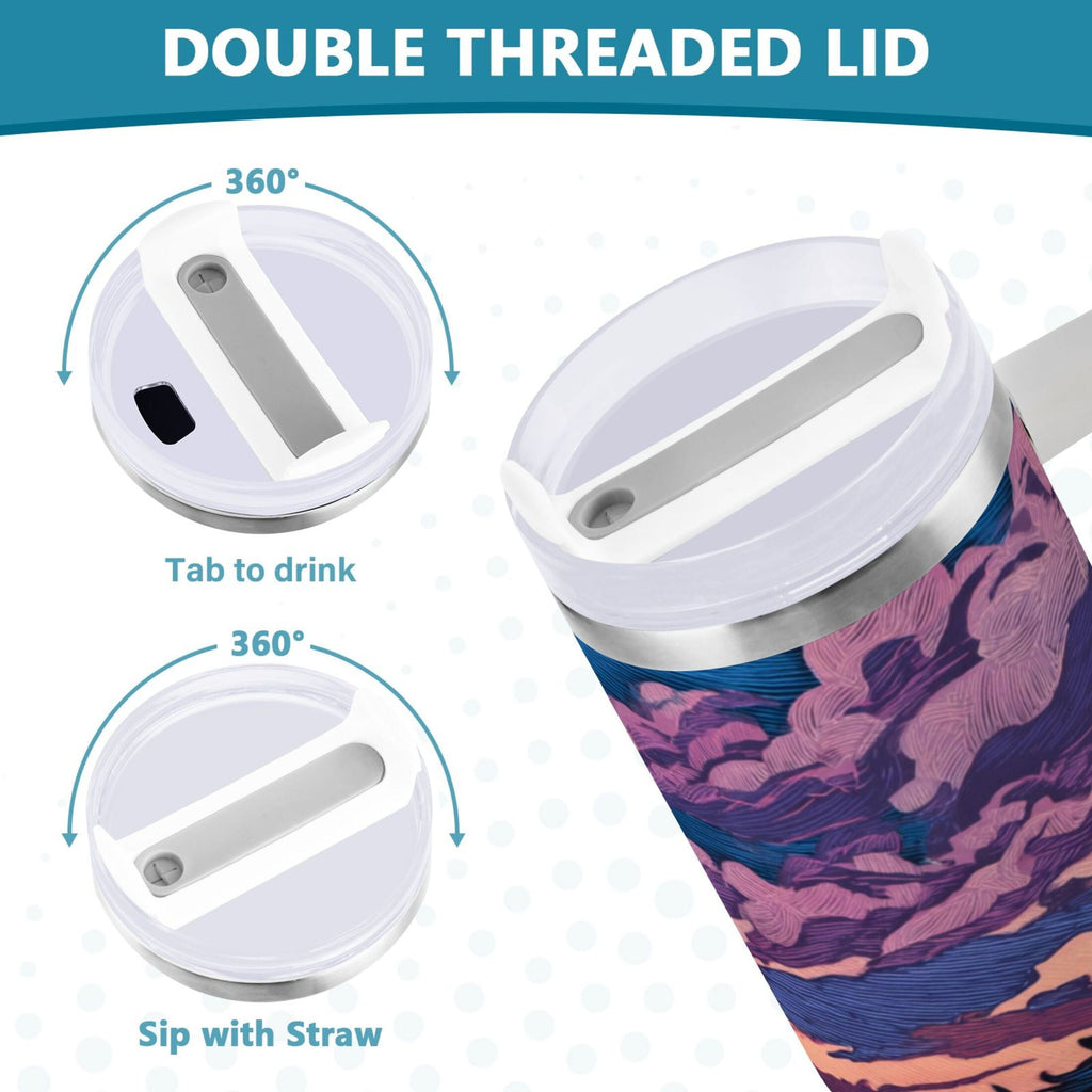40 oz Insulated Stainless Steel Tumbler Double Wall Stainless Steel Tumbler with 2-Way Drinking Wild Horses Running