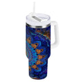 30 oz Insulated Stainless Steel Tumbler Double Wall Stainless Steel Tumbler with 2-Way Drinking Blue Kaleidoscopic Pattern