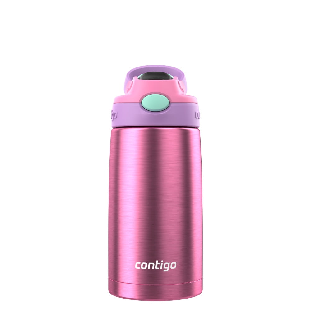 Contigo Kid's 13 oz. AutoSpout Straw Water Bottle - Stainless Steel/Azalea/Pansy