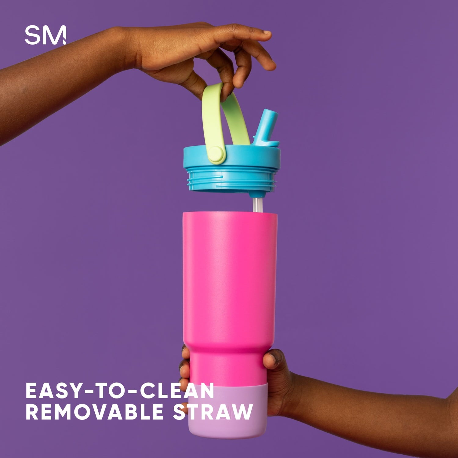 Simple Modern 24 fl oz Insulated Stainless Steel Trek Pivot Tumbler with Straw Lid and Top Handle|Cotton Candy Tie Dye
