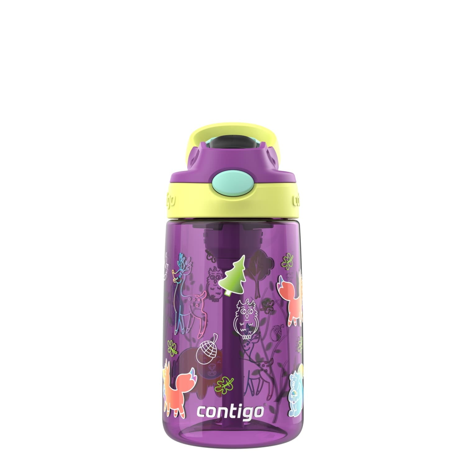 Contigo Kids Water Bottle with Redesigned AUTOSPOUT Straw, 14 oz, Grape Forest Haven