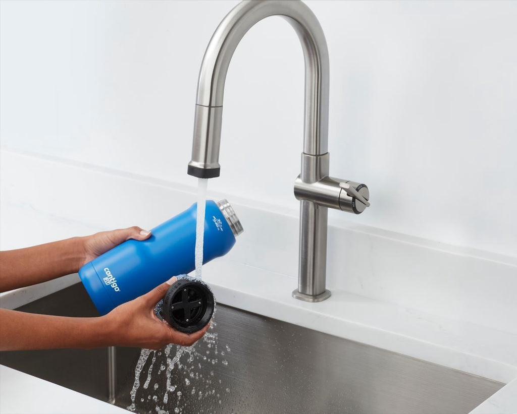 Contigo Fit Stainless Steel AUTOSPOUT Water Bottle with Straw, Blue Amp, 32 fl oz.