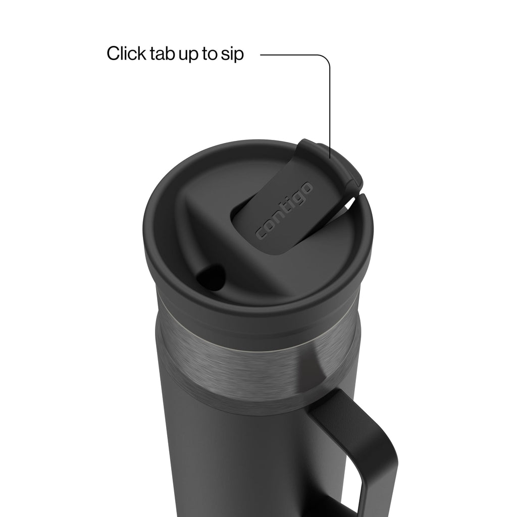Contigo SnapSeal Leakproof Stainless Steel Reusable Water Bottle Tumbler with Side Handle, Dark Blue/Bronze, 20 oz