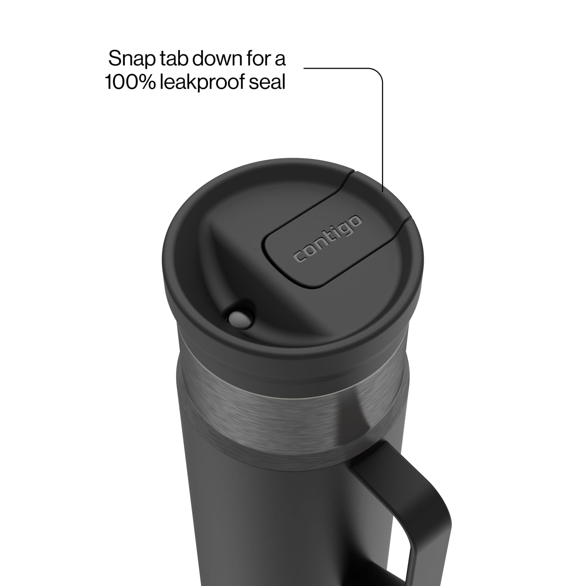 Contigo SnapSeal Leakproof Stainless Steel Reusable Water Bottle Tumbler with Side Handle, Dark Blue/Bronze, 20 oz