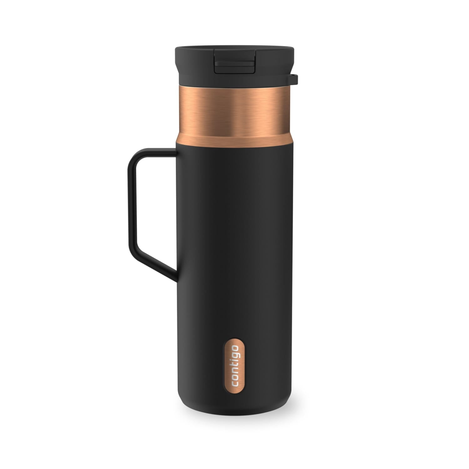 Contigo SnapSeal Leakproof Stainless Steel Reusable Water Bottle Tumbler with Side Handle, Dark Blue/Bronze, 20 oz