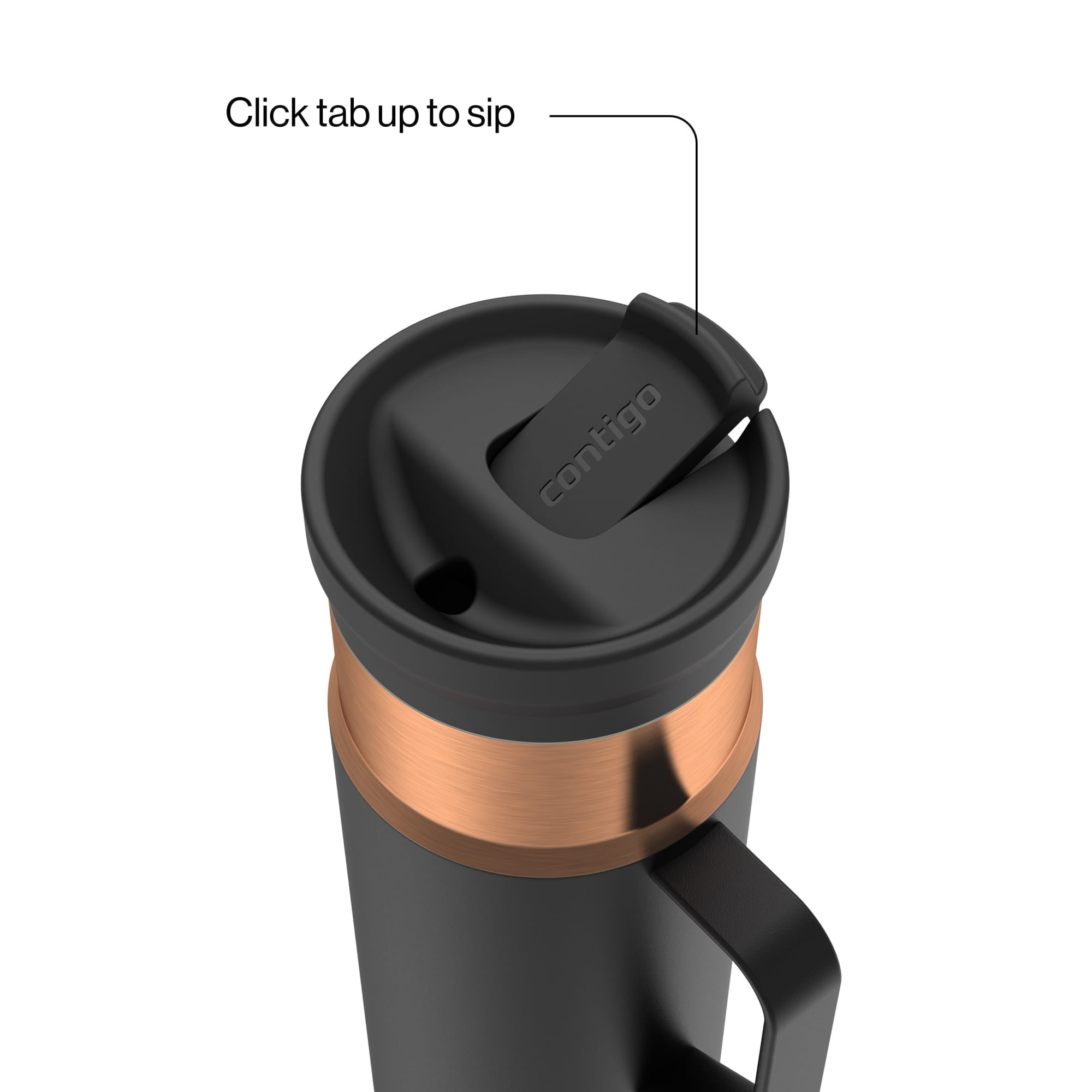 Contigo SnapSeal Leakproof Stainless Steel Reusable Water Bottle Tumbler with Side Handle, Dark Blue/Bronze, 20 oz