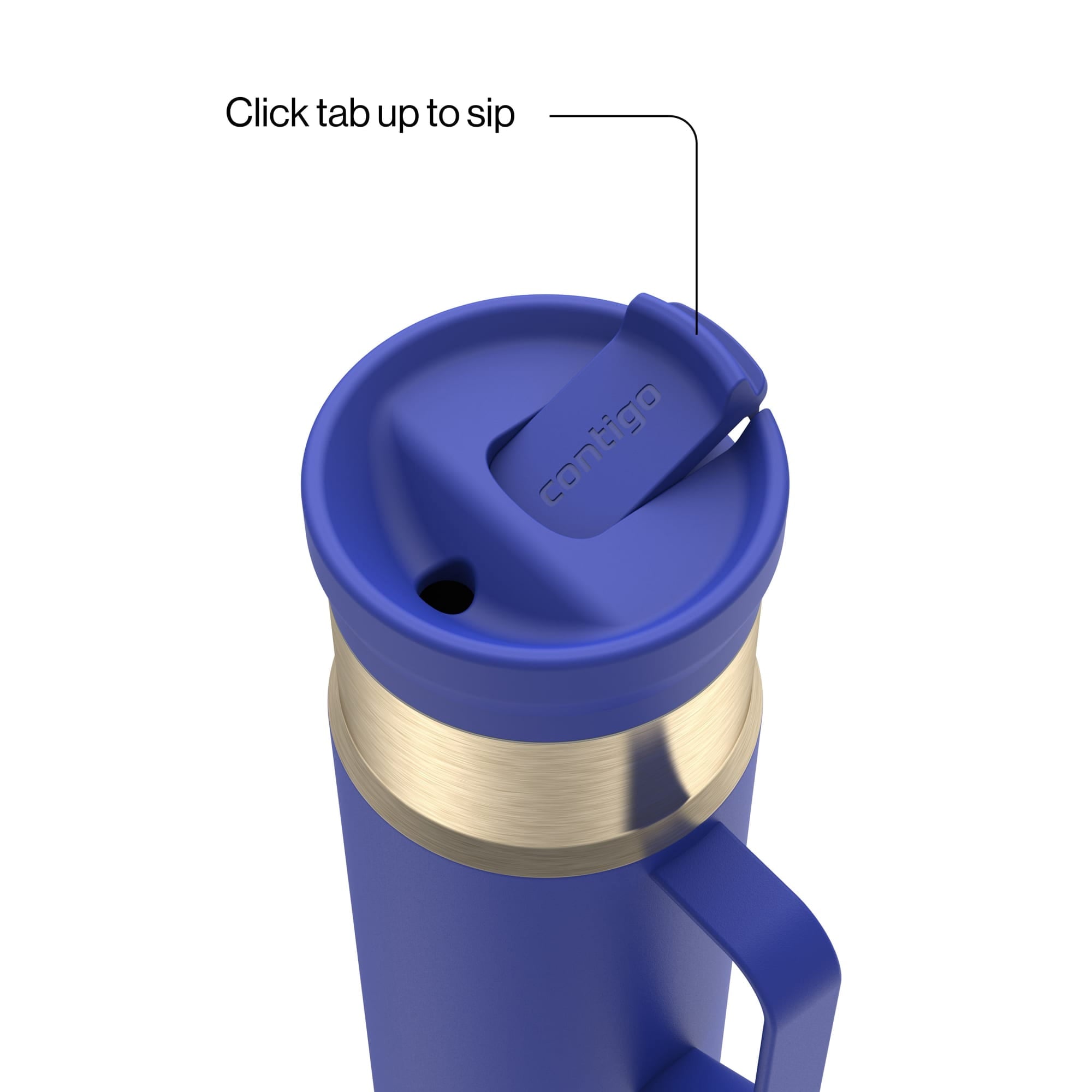 Contigo SnapSeal Leakproof Stainless Steel Reusable Water Bottle Tumbler with Side Handle, Dark Blue/Bronze, 20 oz