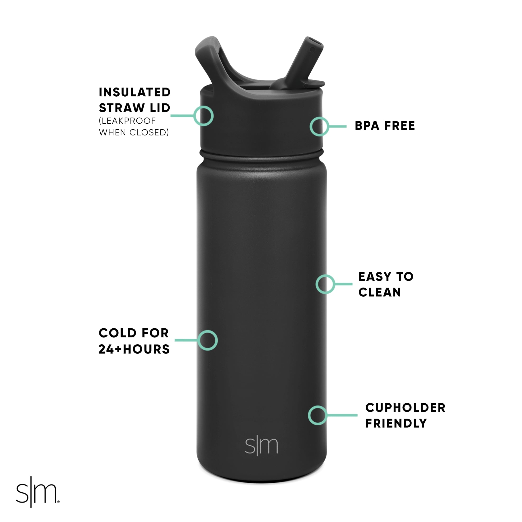 Simple Modern Summit Water Bottle Straw Lid Vacuum Insulated Stainless Steel Bottle | 18 fl oz