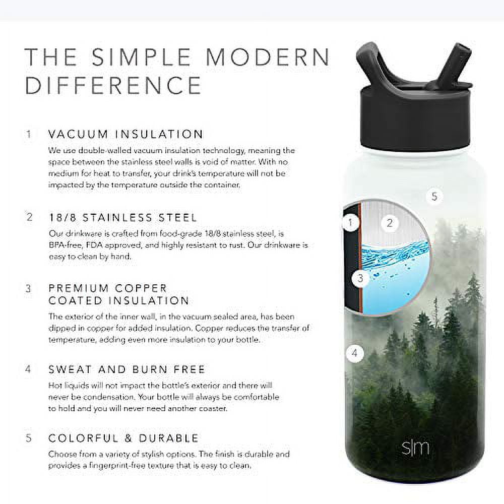 Simple Modern Summit Water Bottle Straw Lid Vacuum Insulated Stainless Steel Bottle | 18 fl oz