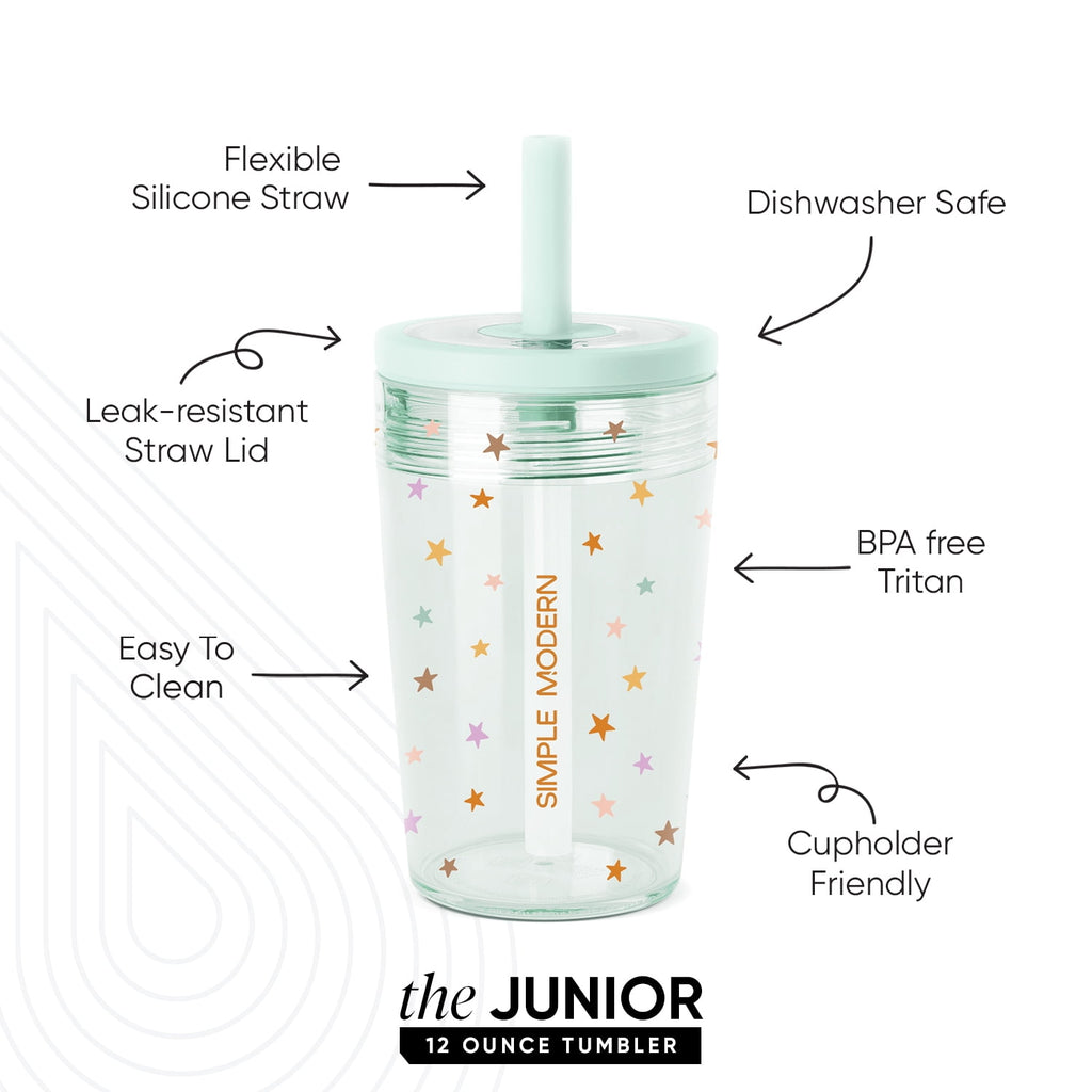 Simple Modern 12 fl oz Tritan Plastic Junior Tumbler with Silicone Straw Lid for Toddlers | Stars