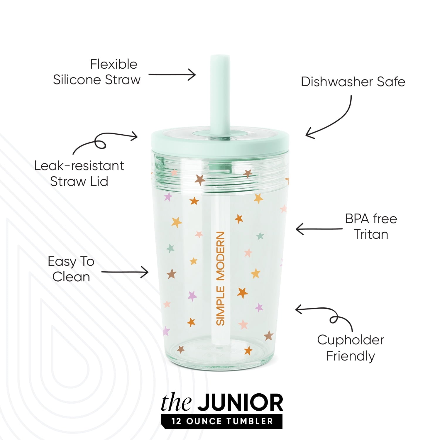 Simple Modern 12 fl oz Tritan Plastic Junior Tumbler with Silicone Straw Lid for Toddlers | Stars