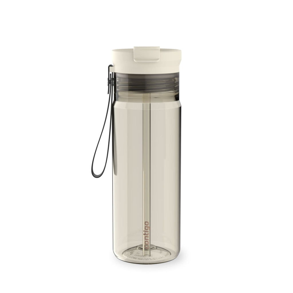 Contigo DualSip Leakproof Plastic Reusable Water Bottle with Carrying Strap, Black/Clear, 24 oz