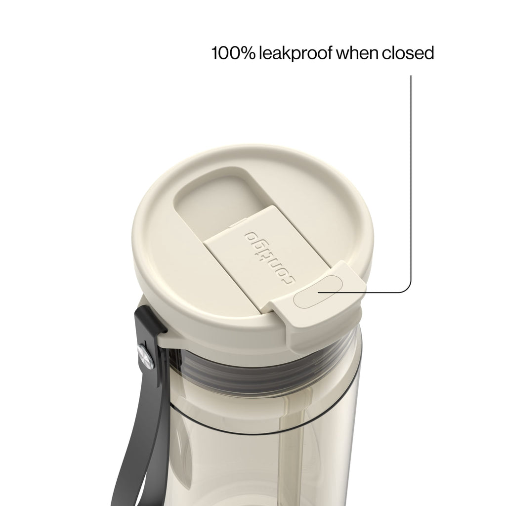 Contigo DualSip Leakproof Plastic Reusable Water Bottle with Carrying Strap, Black/Clear, 24 oz