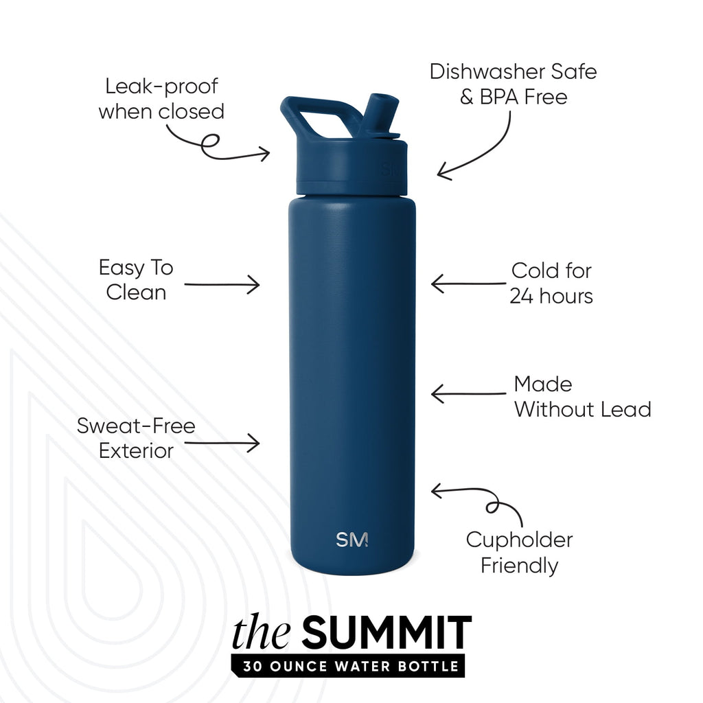 Simple Modern 30 fl oz Insulated Stainless Steel Summit Wide Mouth Water Bottle with Straw Lid | Slumberland