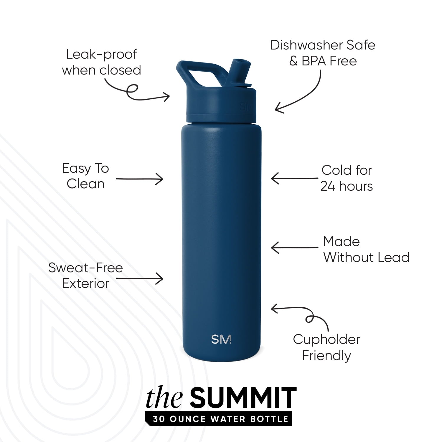 Simple Modern 30 fl oz Insulated Stainless Steel Summit Wide Mouth Water Bottle with Straw Lid | Slumberland