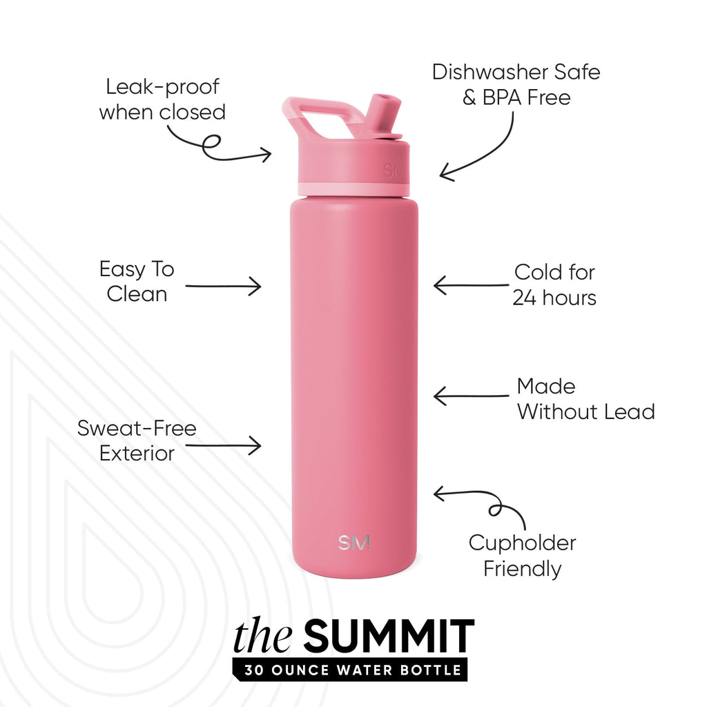 Simple Modern 30 fl oz Insulated Stainless Steel Summit Wide Mouth Water Bottle with Straw Lid | Slumberland