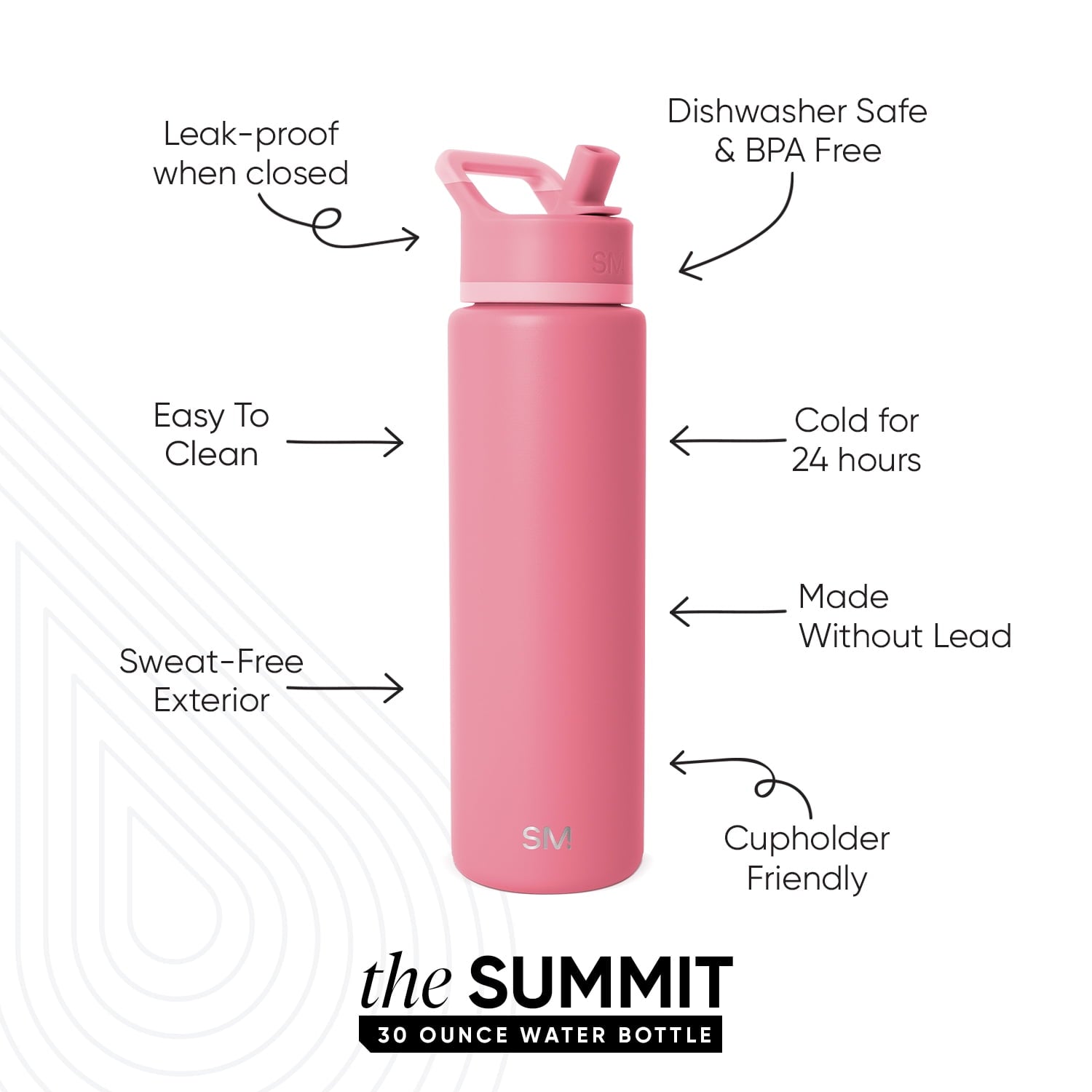 Simple Modern 30 fl oz Insulated Stainless Steel Summit Wide Mouth Water Bottle with Straw Lid | Slumberland