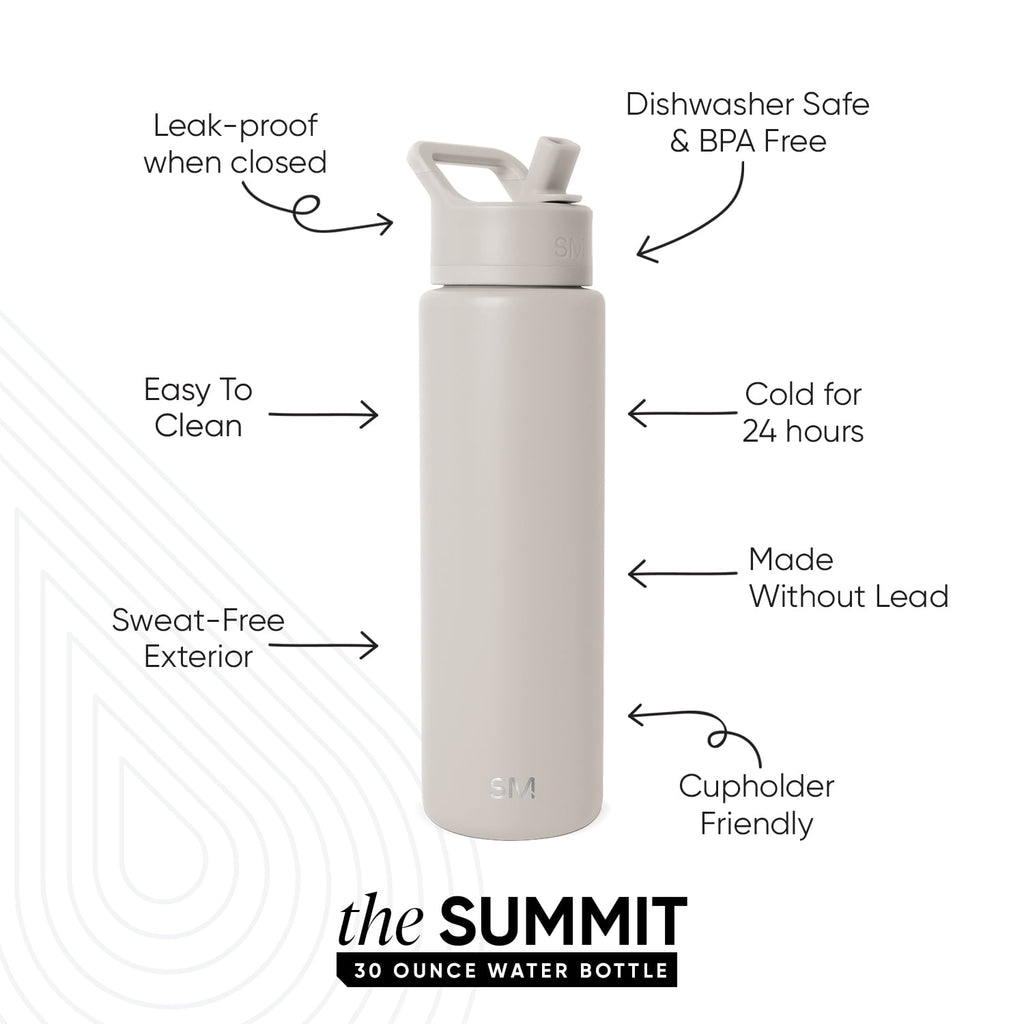 Simple Modern 30 fl oz Insulated Stainless Steel Summit Wide Mouth Water Bottle with Straw Lid | Slumberland