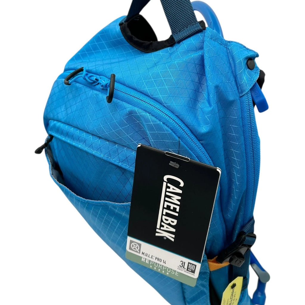 CAMELBAK M.U.L.E Pro 14L Bike Hydration Backpack 100 oz, Ibiza Blue/Orange
