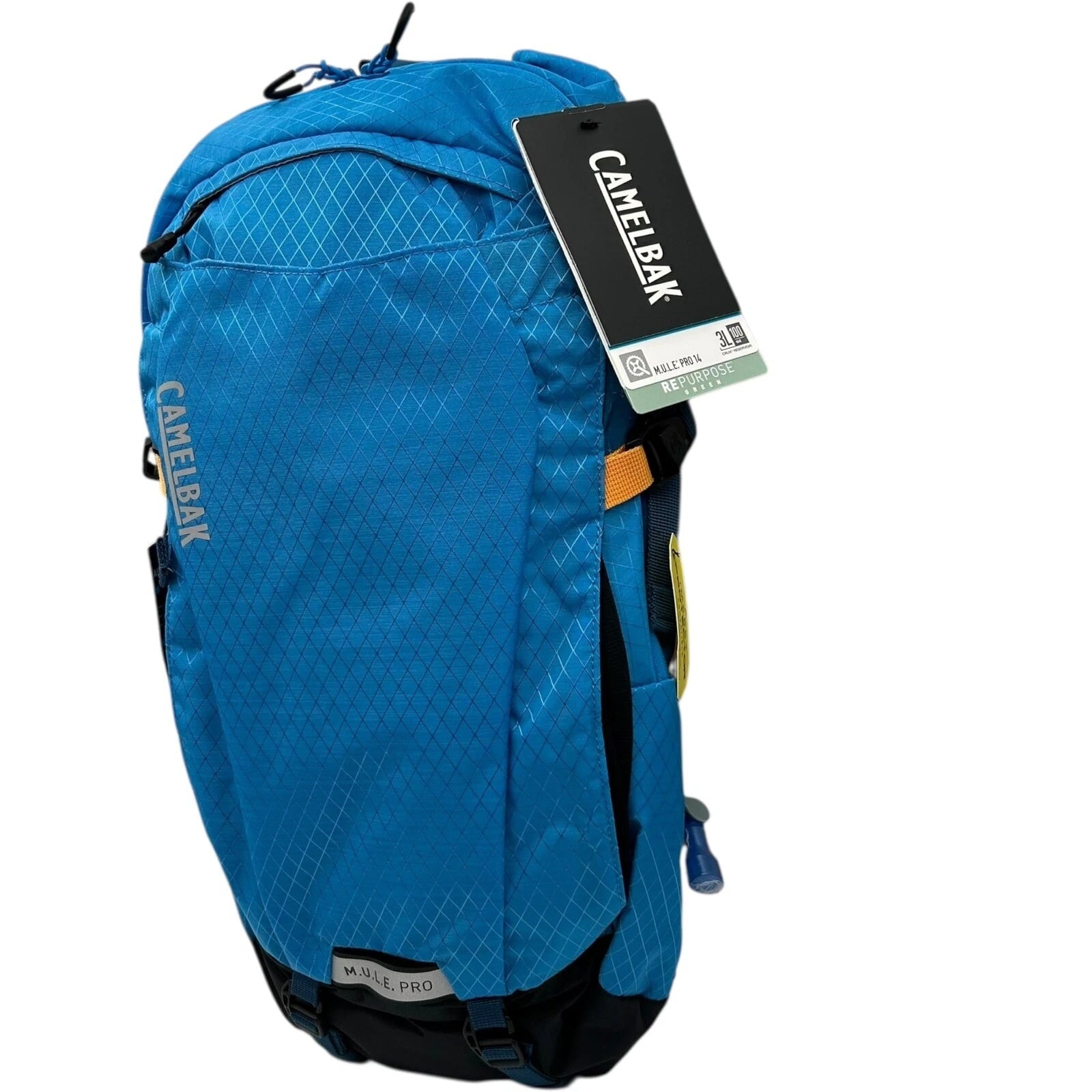 CAMELBAK M.U.L.E Pro 14L Bike Hydration Backpack 100 oz, Ibiza Blue/Orange